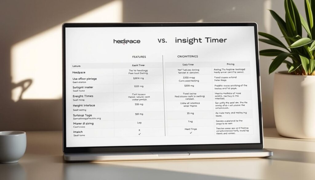 meditation app comparison chart